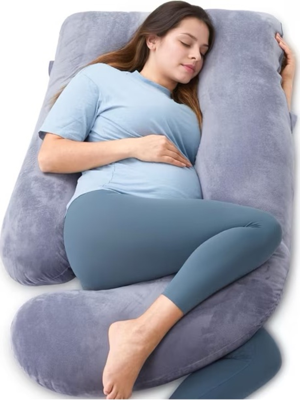 Plush Full-Body Maternity Pillow — Gray